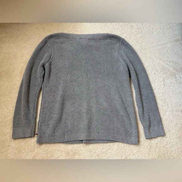 Tommy Hilfiger grey cable knit pullover crewneck cotton sweater, sz XL - Picture 7 of 7